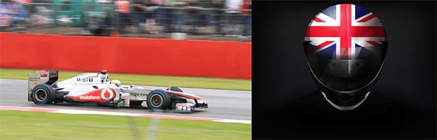 lewis hamilton in action at silverstone