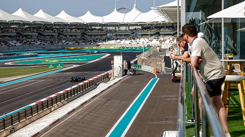 view of the track from the hospitality lounge in abu dhabi