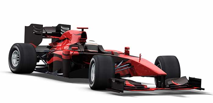 red formula one racing car with no branding