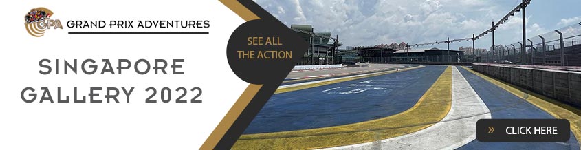 banner with empty track of the singapore GP saying singapore gallery 2022