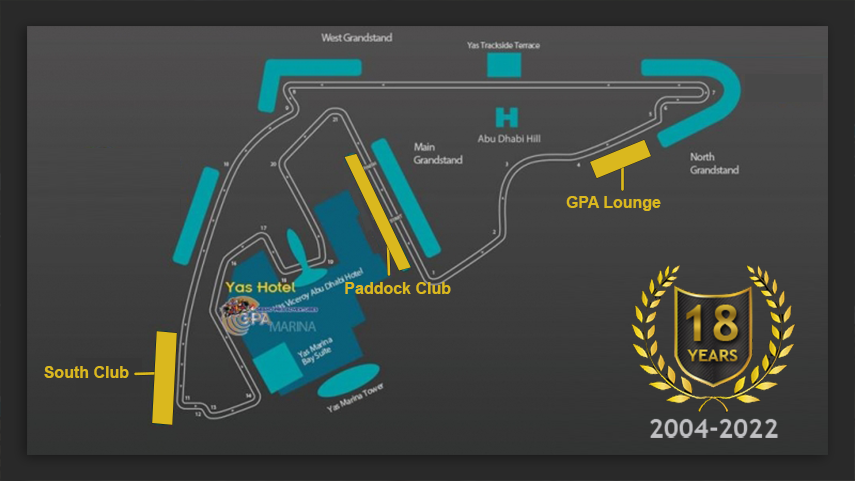 track diagram of the abu dhabi circuit with all 3 viewing areas we offer clients highlighted
