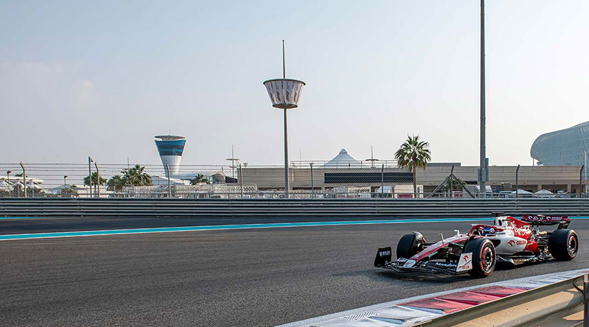 view of a F1 car on the abu dhabi gp track