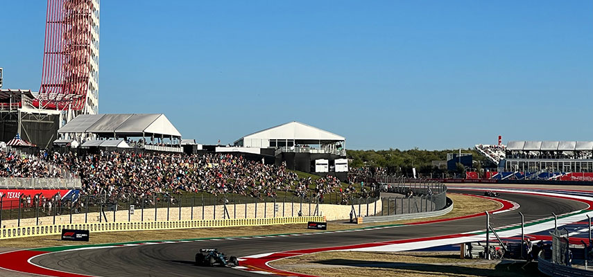 circuit with formula one car and Observation Tower