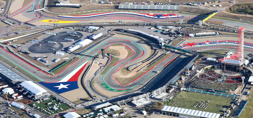 aerial view of the austin grand prix track