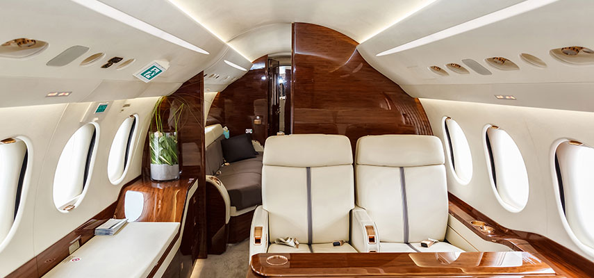 inside a luxury private jet
