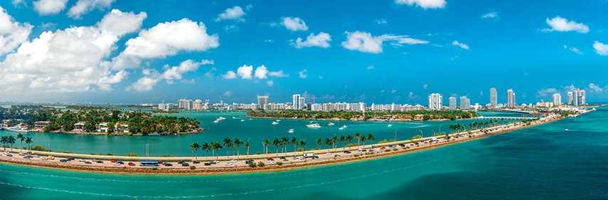 view from the sea of miami city
