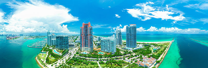 miami with the city, beach and the sea