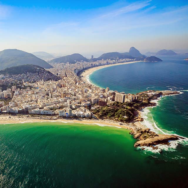 ariel view of Rio bay and mountains