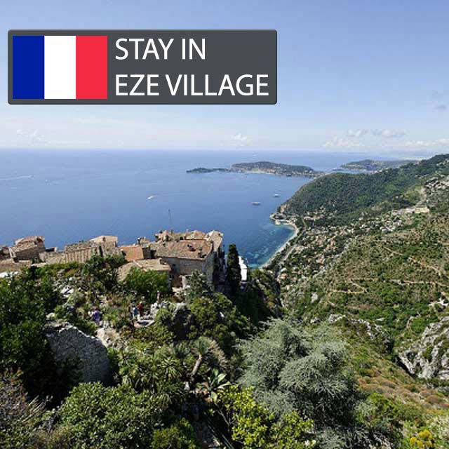 view of the Mediterranean from up high in the village of eze 