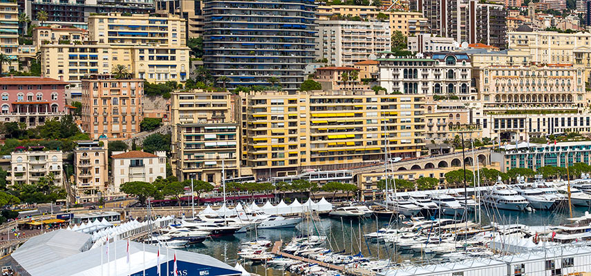 monaco harbour with views over to Beau Rivage