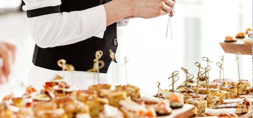 buffet canopies and a  waiter