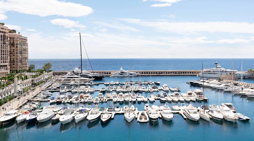 view of a harbour with luxury yachts of all sizes