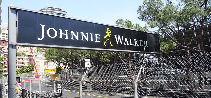 johnnie walker sign over the track