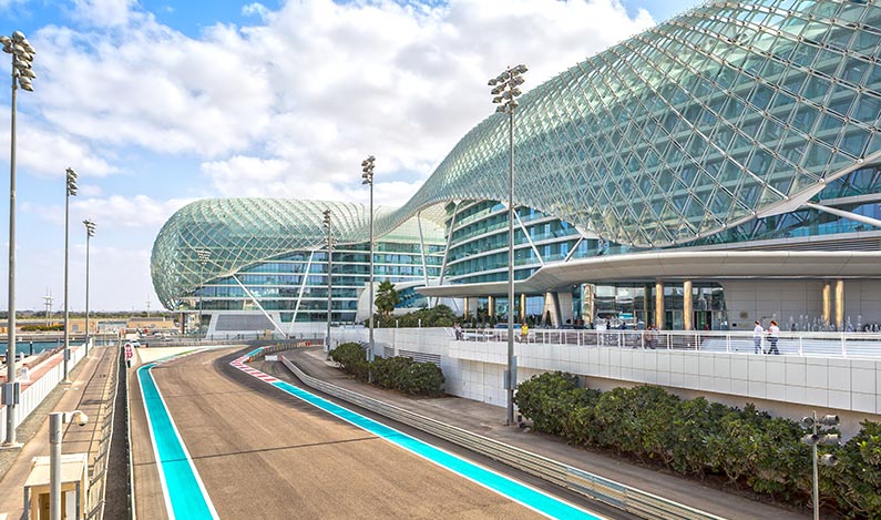 view of the abu dhabi track and yas hotel