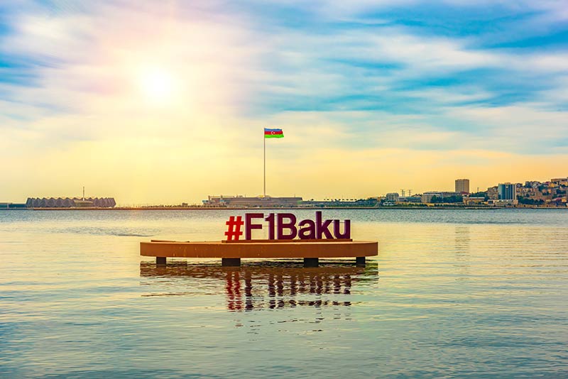 f1 baku sign in the sea