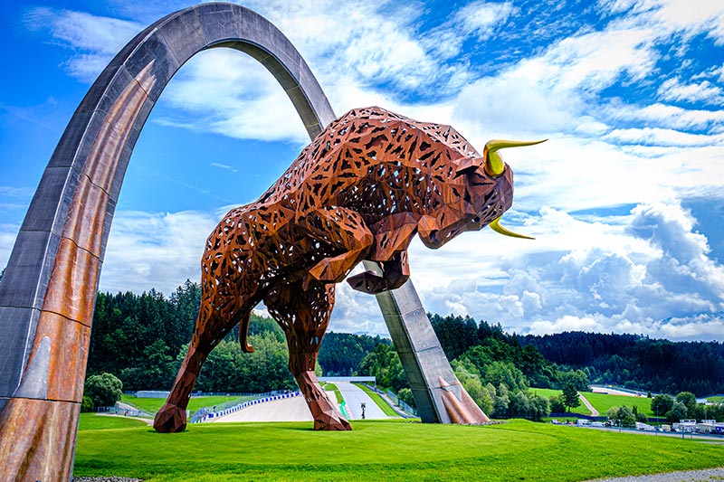 bull statue in metal