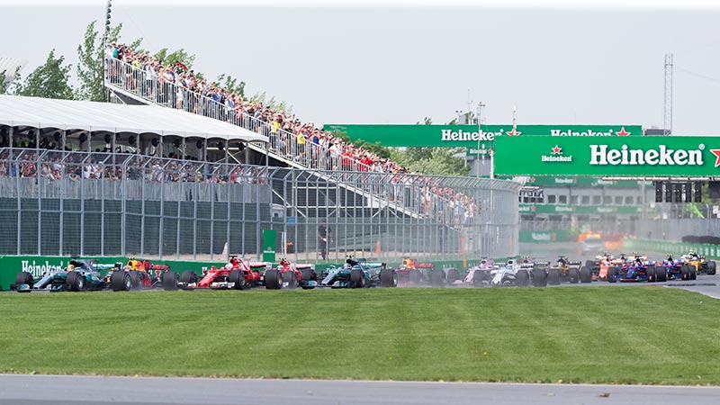 f1 cars racing at the canadian grand prix