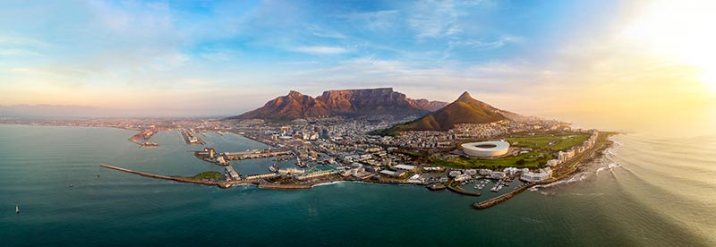 ariel view of cape town from the sea