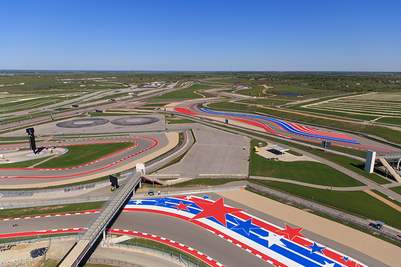 circuit of the amercias race track from above in austin texas