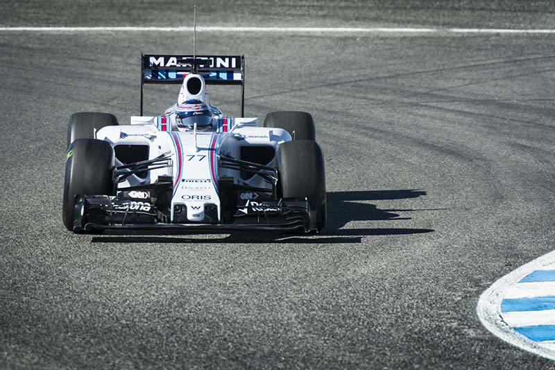 Valtteri Bottas testing his new FW37 Martini Williams Racing F1 car on the first Test at the Jerez Circuit in Jerez