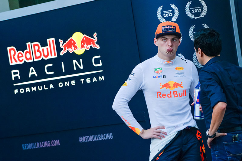 max verstappen pulling a face while being interviewed