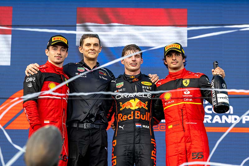 drivers at the podium after the race