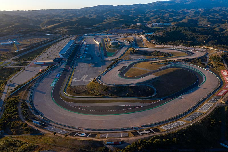 aerial view of the f1 circuit in portugal