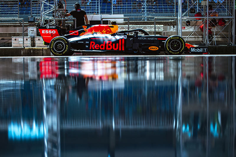 side view of a red bull f1 car