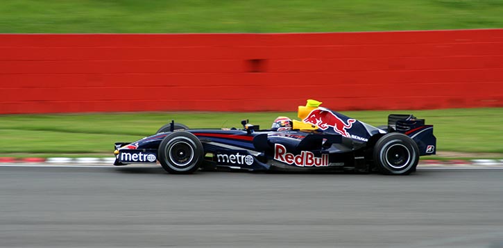 red bull f1 racing car in action at silverstone