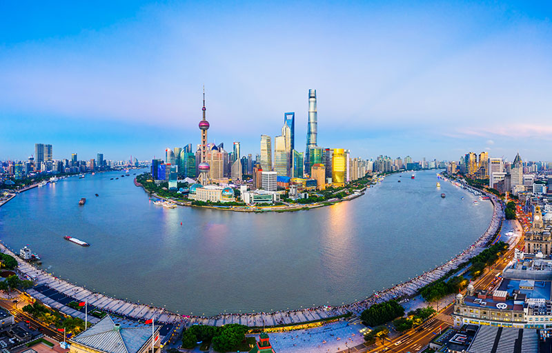 aerial view of the city of shanghai