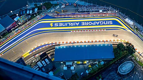 aerial view of the singapore grand prix circuit