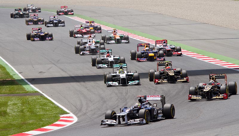 f1 cars racing at the european grand prix