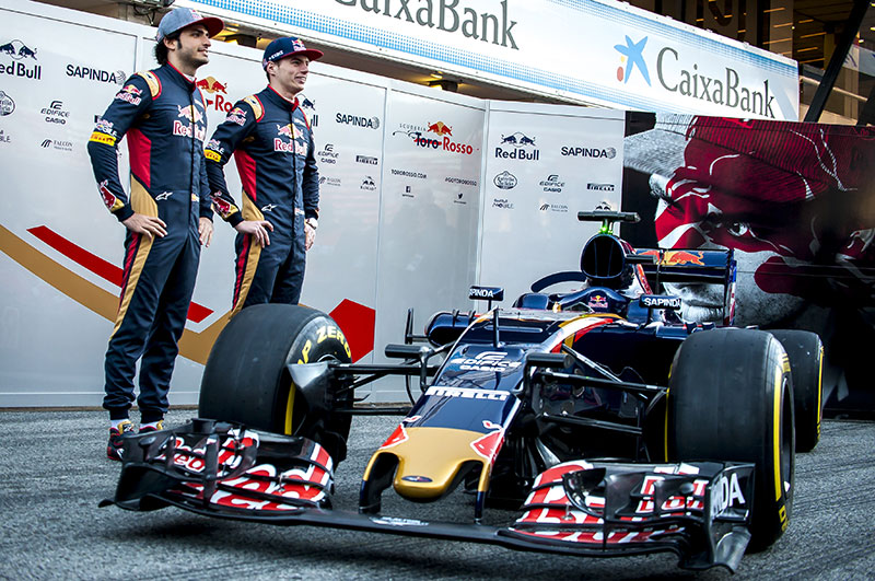 red bull team with their f1 car