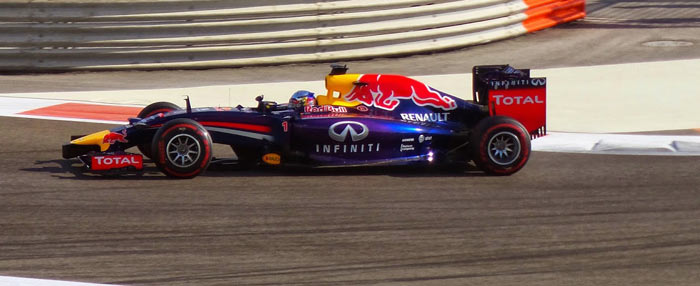red bull f1 racing car in action
