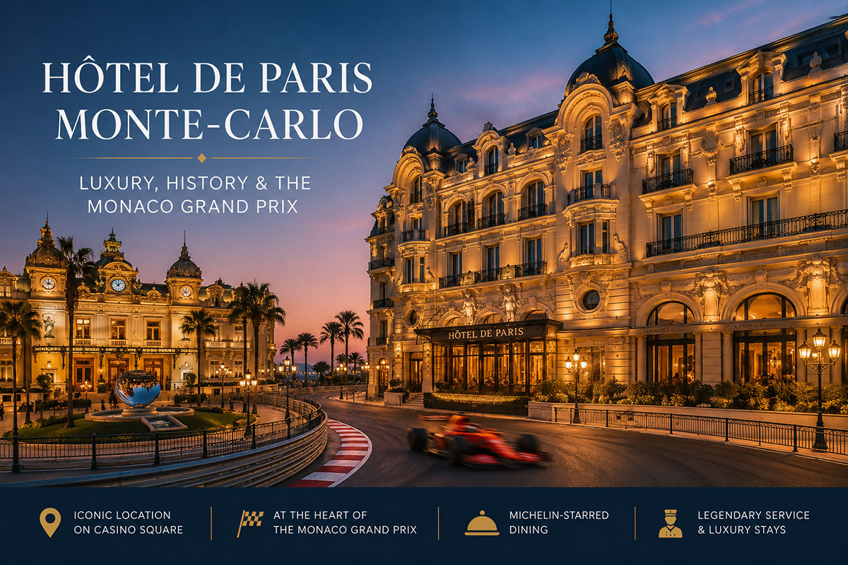 Hôtel de Paris Monte-Carlo overlooking Casino Square during the Monaco Grand Prix