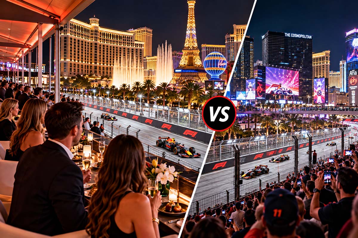 Las Vegas Grand Prix hospitality vs general admission tickets at the F1 night race